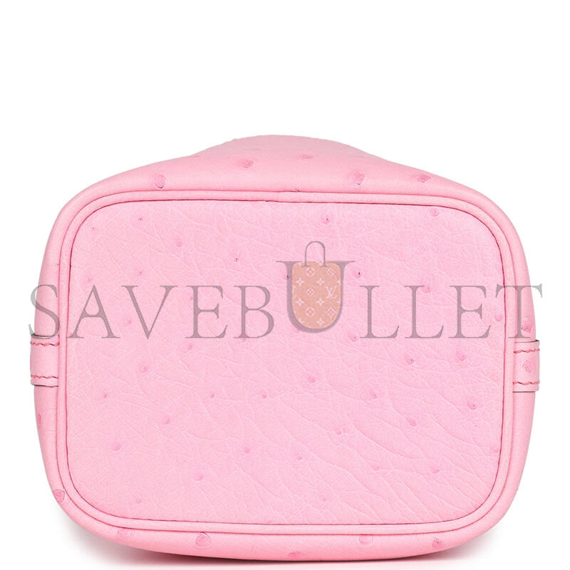 HERMÈS MASTER MICRO PICOTIN LOCK 14 BUBBLEGUM OSTRICH PALLADIUM HARDWARE (14*12*10cm) 